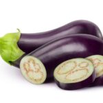 Cut fresh eggplants